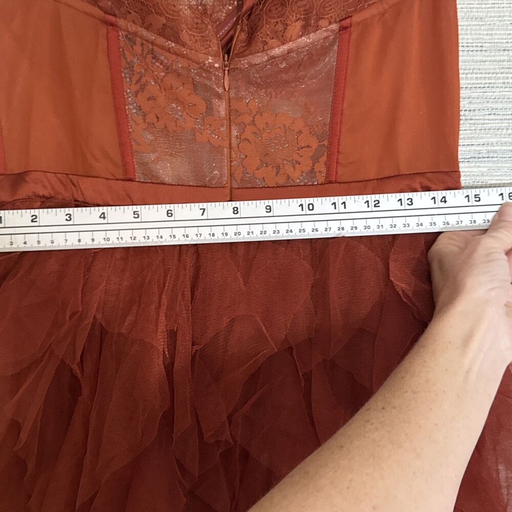 For Love & Lemons X REVOLVE Bustier Gown Rust corset lace strapless Large - Picture 10 of 12